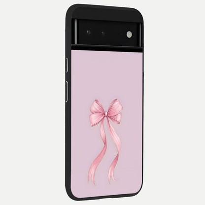  Soft Blush Bow back cover For Google Pixel 6 slim fit glass case with vibrant aesthetic design