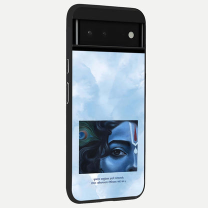  Spiritual Krishna back cover For Google Pixel 6 slim fit glass case with vibrant aesthetic design