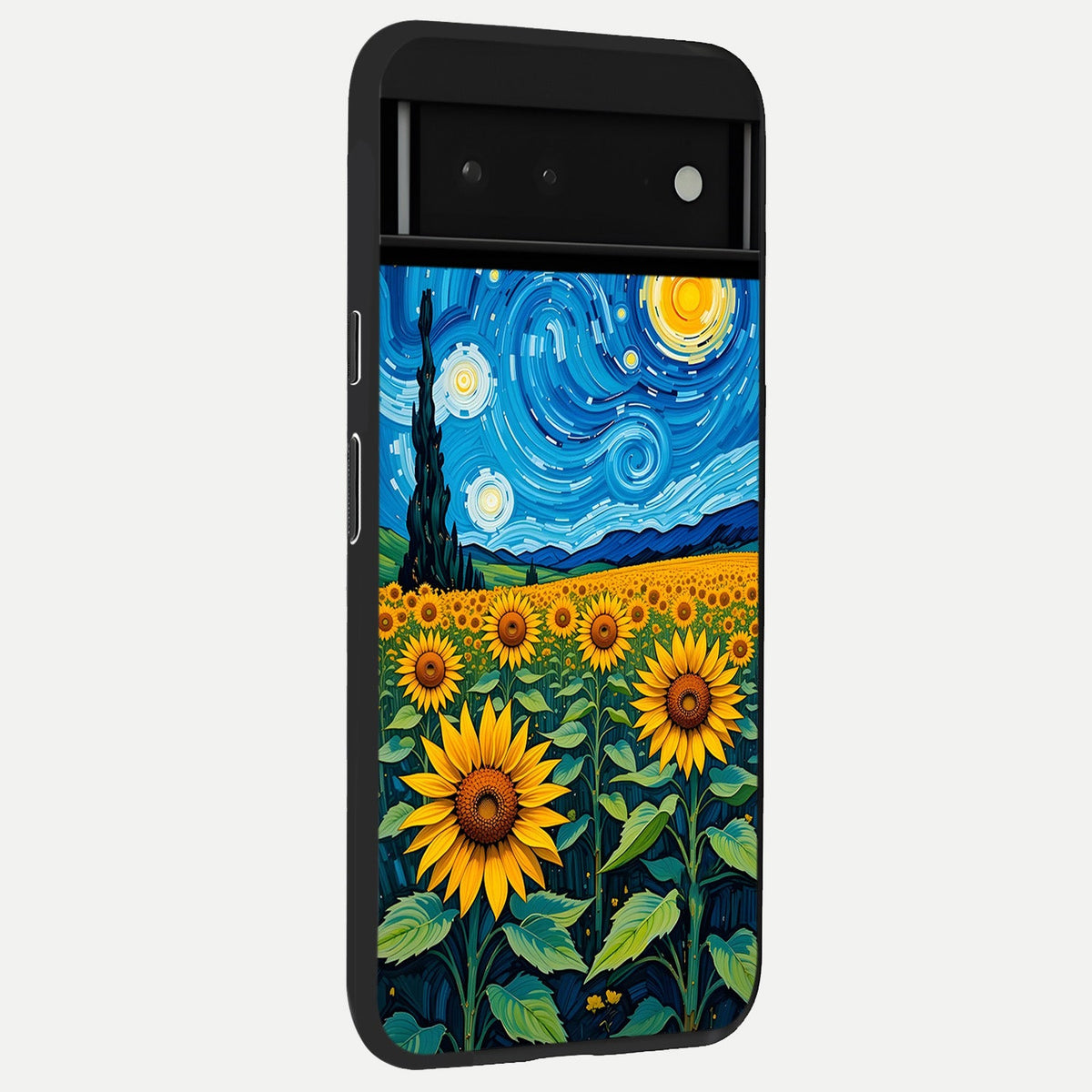  Starry Sunflower Dreams back cover For Google Pixel 6 slim fit glass case with vibrant aesthetic design