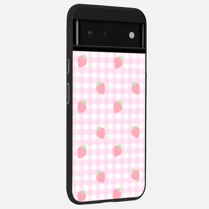  Strawberry Picnic Love back cover For Google Pixel 6 slim fit glass case with vibrant aesthetic design