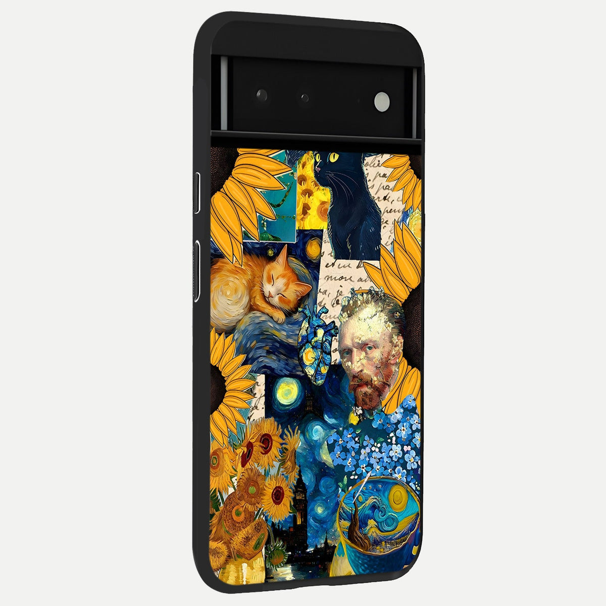  Sunflower Chic Mood Custom Name back cover For Google Pixel 6 slim fit glass case with vibrant aesthetic design