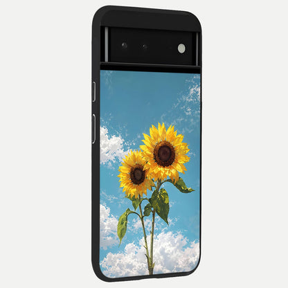  Sunlit Daisy Glow back cover For Google Pixel 6 slim fit glass case with vibrant aesthetic design