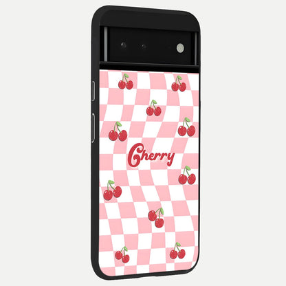  Sweet Cherry Vibes back cover For Google Pixel 6 slim fit glass case with vibrant aesthetic design