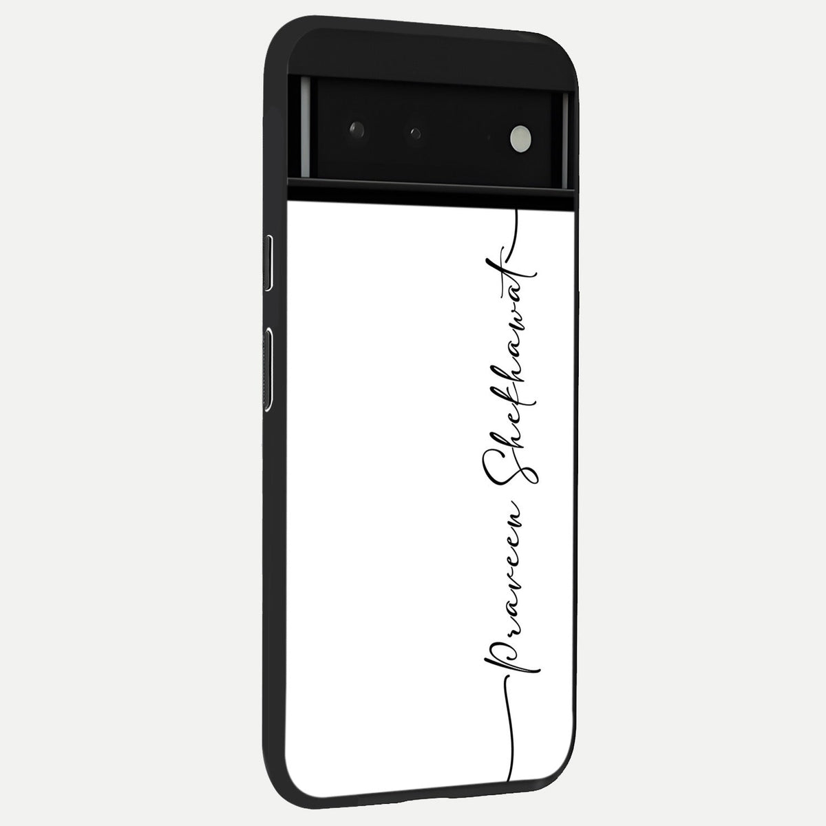  White Tune Custom Name back cover For Google Pixel 6 slim fit personalized glass case with aesthetic design