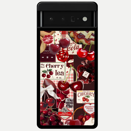  Aesthetic Cherry Tea Glass Case For Google Pixel 6 Pro back cover – full design glossy printed glass finish