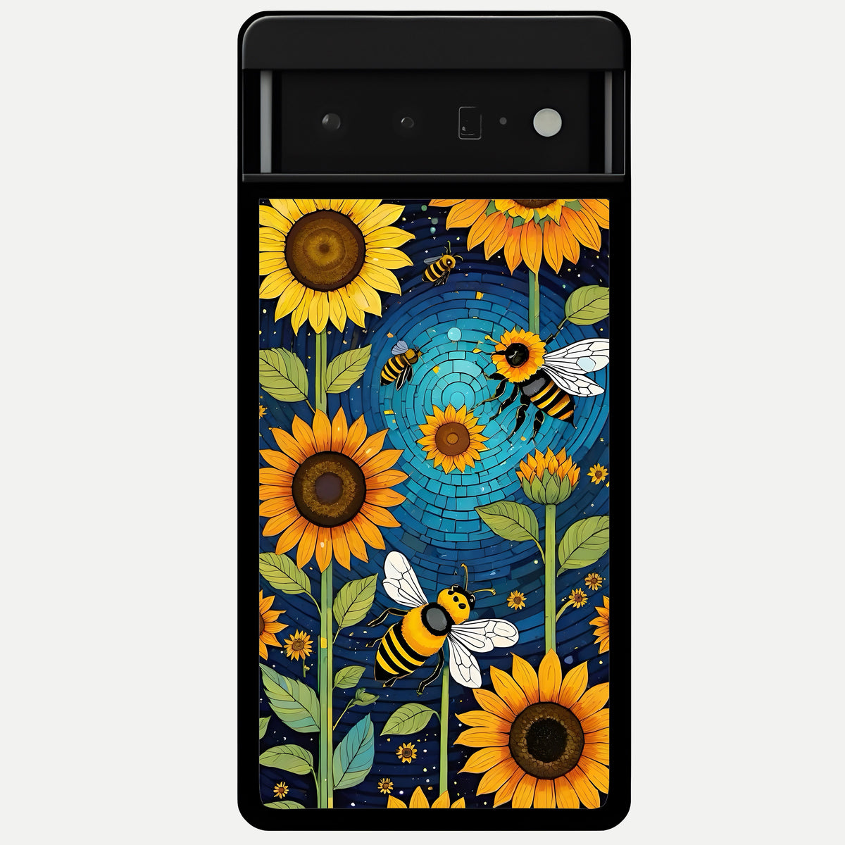  Bees And Sunflowers Glass Case For Google Pixel 6 Pro back cover – full design glossy printed glass finish