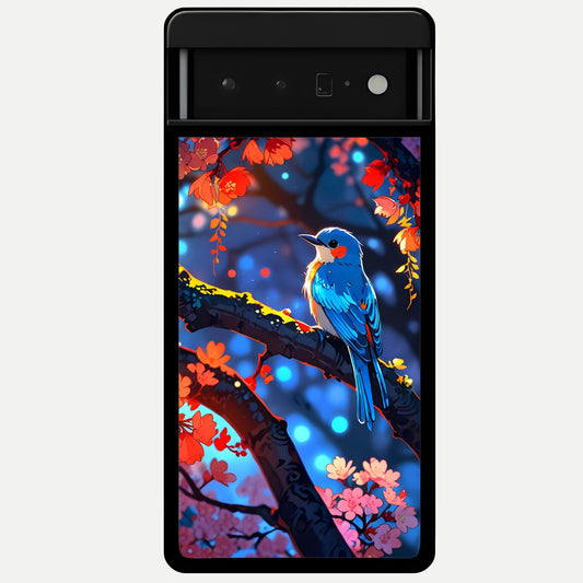  Blooming Water Drift Glass Case For Google Pixel 6 Pro back cover – full design glossy printed glass finish