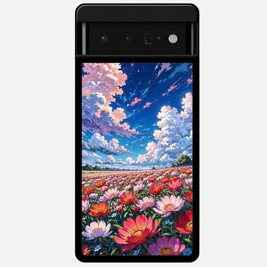  Blossom Sky Field Glass Case For Google Pixel 6 Pro back cover – full design glossy printed glass finish