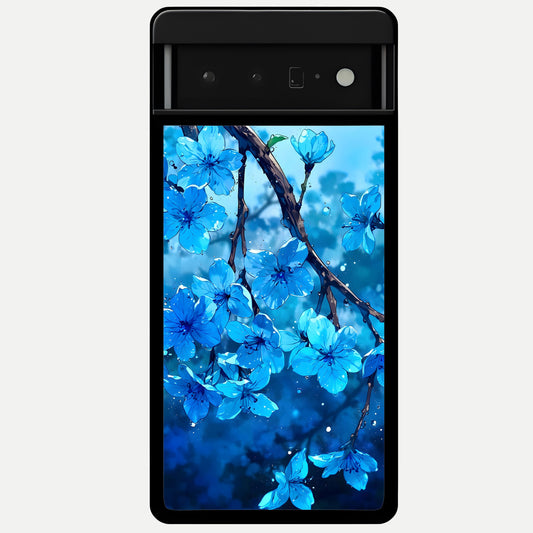 Blue Blossoms Branch Glass Case For Google Pixel 6 Pro back cover – full design glossy printed glass finish