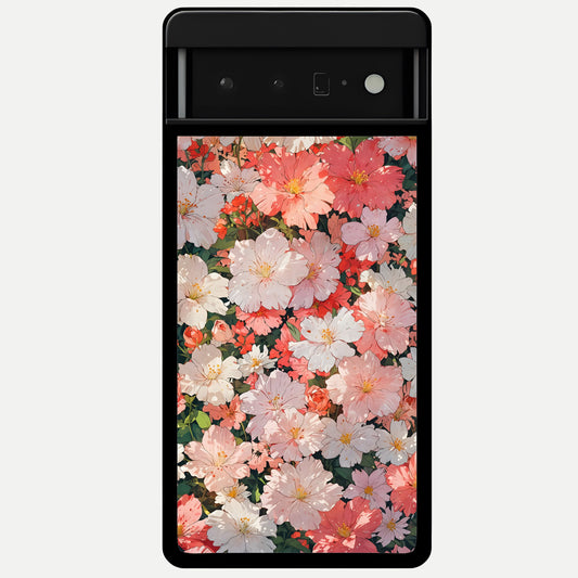 Blush Bloom Field Glass Case For Google Pixel 6 Pro back cover – full design glossy printed glass finish