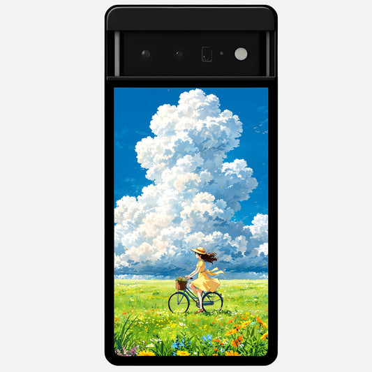  Breezy Meadow Ride Glass Case For Google Pixel 6 Pro back cover – full design glossy printed glass finish