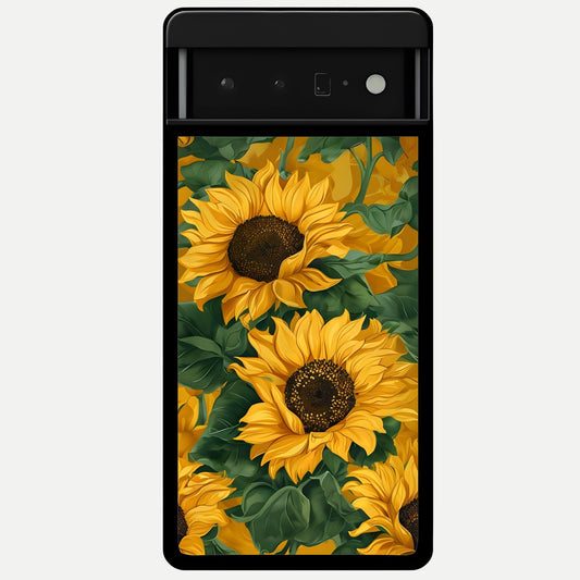  Bright Sunflower Bloom Glass Case For Google Pixel 6 Pro back cover – full design glossy printed glass finish