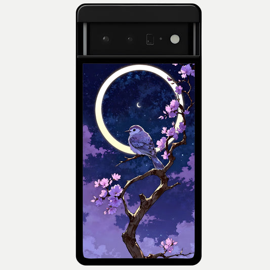  Celestial Bird Blossom Glass Case For Google Pixel 6 Pro back cover – full design glossy printed glass finish