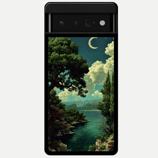  Celestial Lake Peace Glass Case For Google Pixel 6 Pro back cover – full design glossy printed glass finish