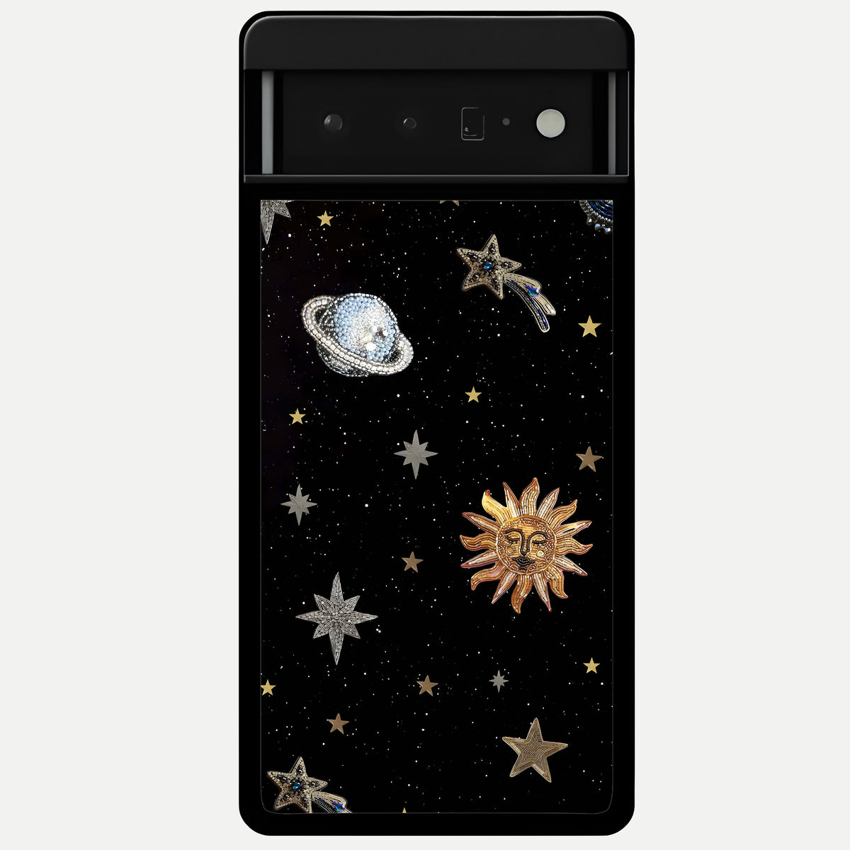 Celestial Moon With Stars Glass Case For Google Pixel 6 Pro back cover – full design glossy printed glass finish