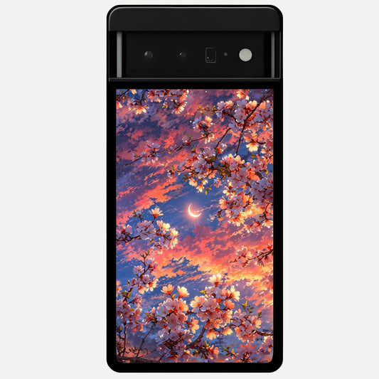  Celestial Sakura Sunset Glass Case For Google Pixel 6 Pro back cover – full design glossy printed glass finish