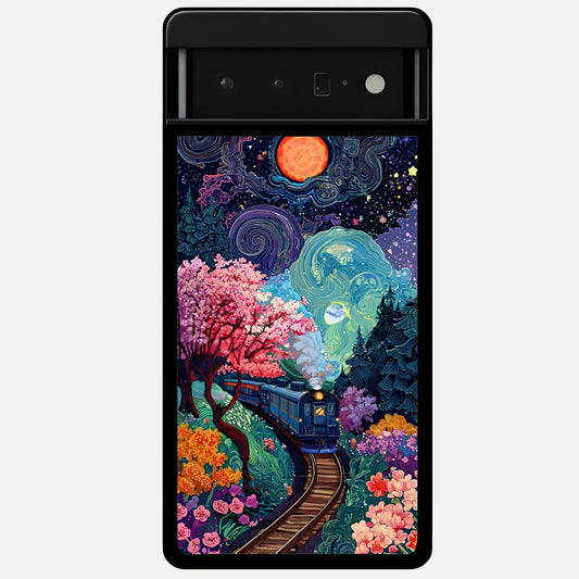  Celestial Train Journey Glass Case For Google Pixel 6 Pro back cover – full design glossy printed glass finish