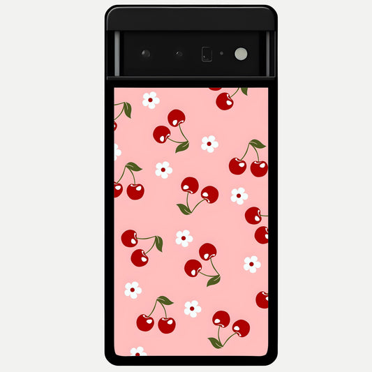  Cherry Love Mood Glass Case For Google Pixel 6 Pro back cover – full design glossy printed glass finish