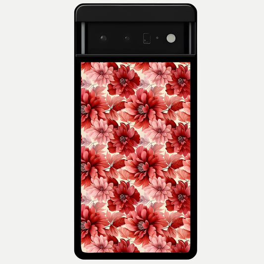  Crimson Love Petals Glass Case For Google Pixel 6 Pro back cover – full design glossy printed glass finish