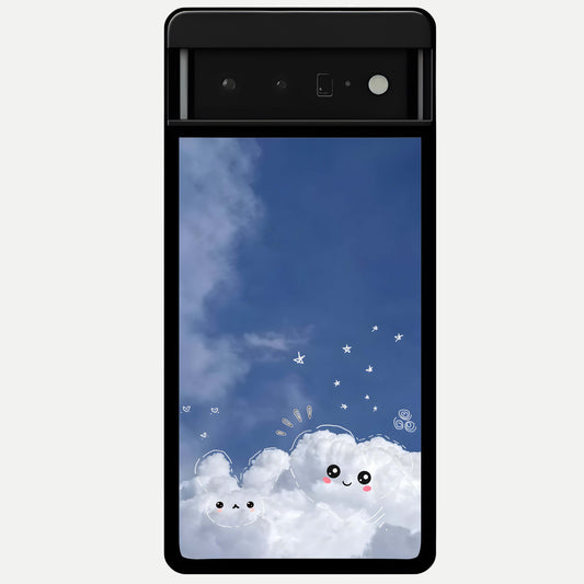  Cute Blossom Cloud Glass Case For Google Pixel 6 Pro back cover – full design glossy printed glass finish