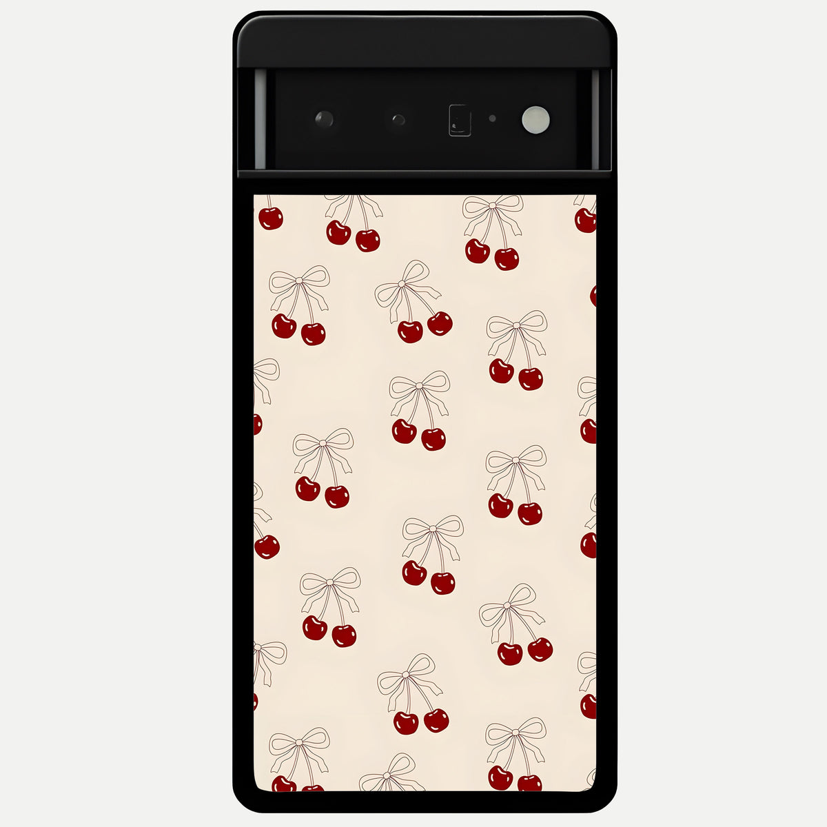  Cute Cherry Pattern Glass Case For Google Pixel 6 Pro back cover – full design glossy printed glass finish