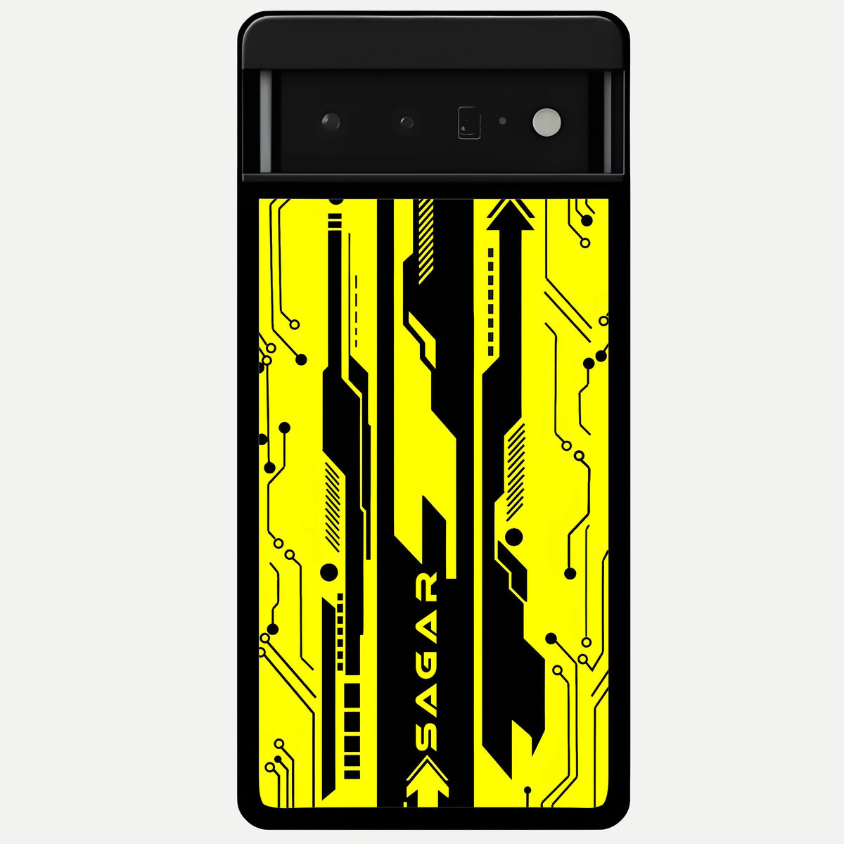  Electric Pulse CYBERPUNK Custom Name Glass Case For Google Pixel 6 Pro back cover – full design glossy printed glass finish