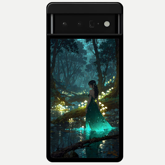  Enchanted Forest Glow Glass Case For Google Pixel 6 Pro back cover – full design glossy printed glass finish
