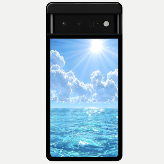  Endless Ocean Horizon Glass Case For Google Pixel 6 Pro back cover – full design glossy printed glass finish