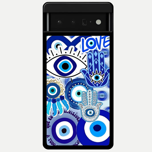  Evil Eyes Dream Glass Case For Google Pixel 6 Pro back cover – full design glossy printed glass finish