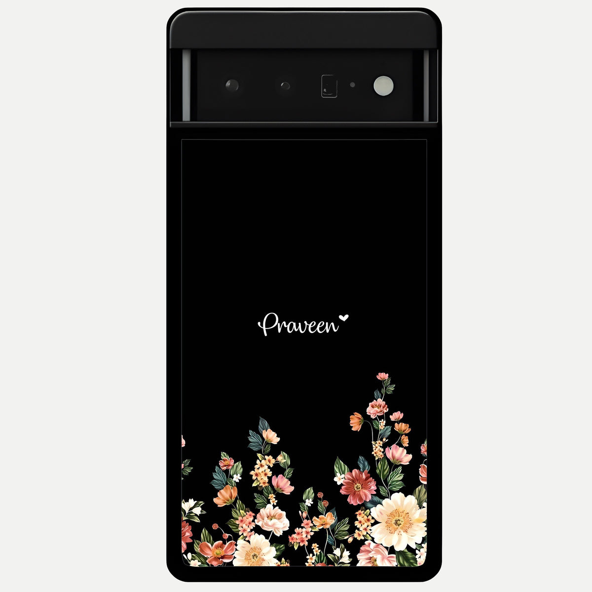  Floral Design Personalized Custom Name Glass Case For Google Pixel 6 Pro back cover – full design glossy printed glass finish