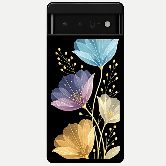  Flower Bloom Glow Glass Case For Google Pixel 6 Pro back cover – full design glossy printed glass finish