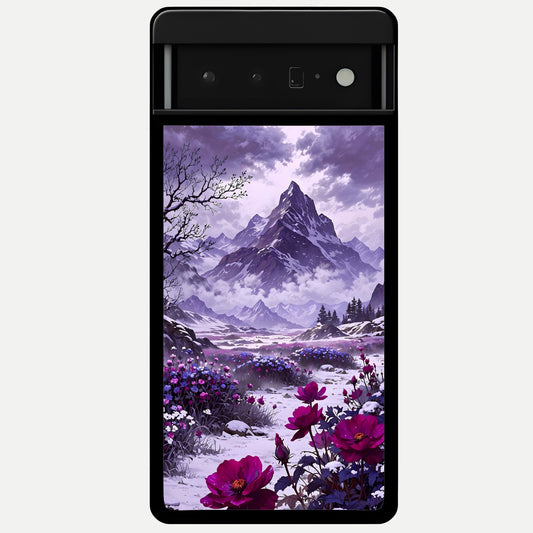 Flower Mountain View Glass Case For Google Pixel 6 Pro back cover – full design glossy printed glass finish