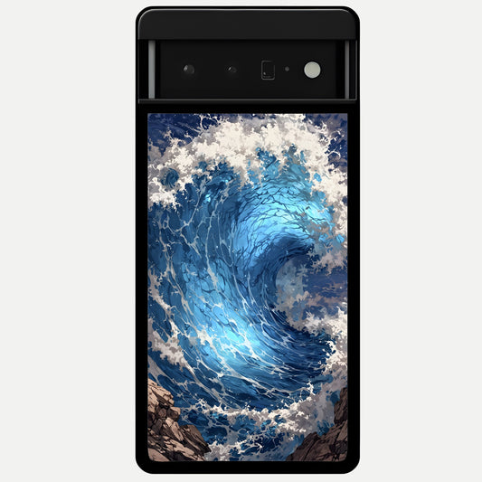  Giant Ocean Wave Glass Case For Google Pixel 6 Pro back cover – full design glossy printed glass finish