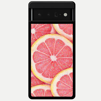  Glitter Grapefruit Glass Case For Google Pixel 6 Pro back cover – full design glossy printed glass finish