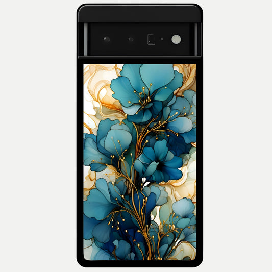  Golden Bloom Symphony Glass Case For Google Pixel 6 Pro back cover – full design glossy printed glass finish