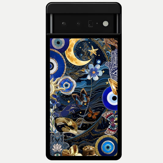  Golden Moon Magic Glass Case For Google Pixel 6 Pro back cover – full design glossy printed glass finish