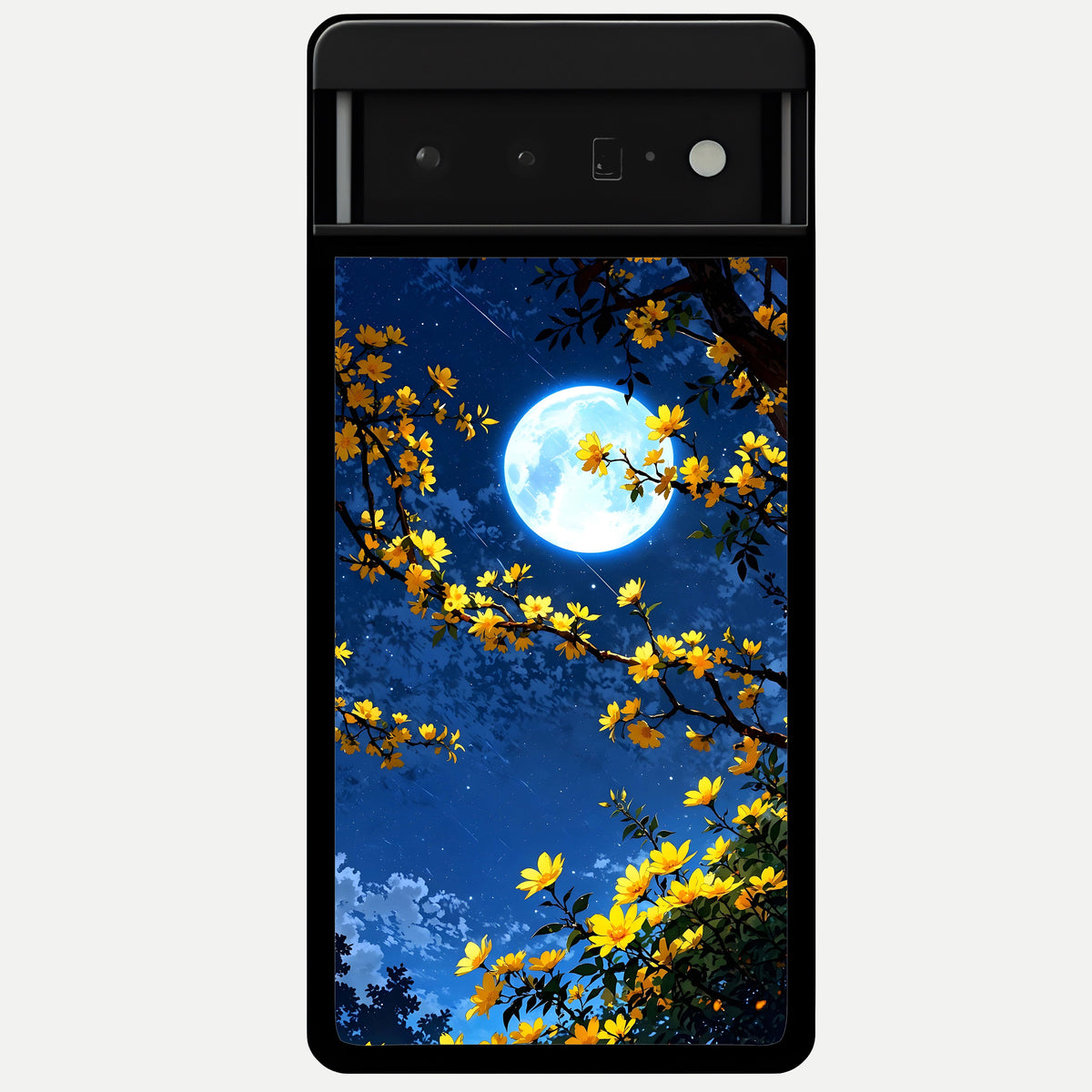  Golden Night Glow Glass Case For Google Pixel 6 Pro back cover – full design glossy printed glass finish