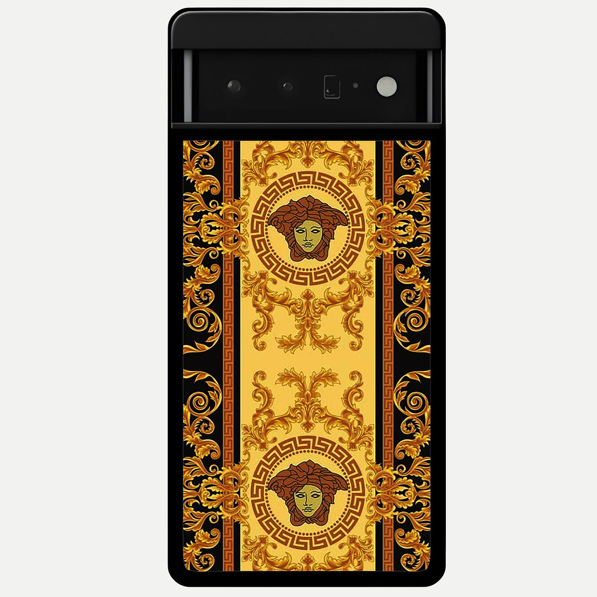  Golden Royal Heritage Glass Case For Google Pixel 6 Pro back cover – full design glossy printed glass finish