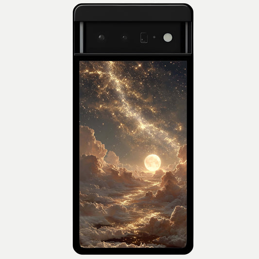  Golden Sky Dream Glass Case For Google Pixel 6 Pro back cover – full design glossy printed glass finish