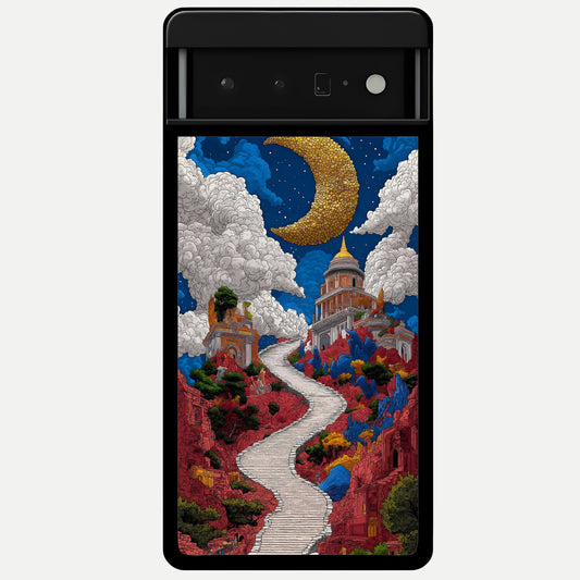  Heavenly Moon Path Glass Case For Google Pixel 6 Pro back cover – full design glossy printed glass finish