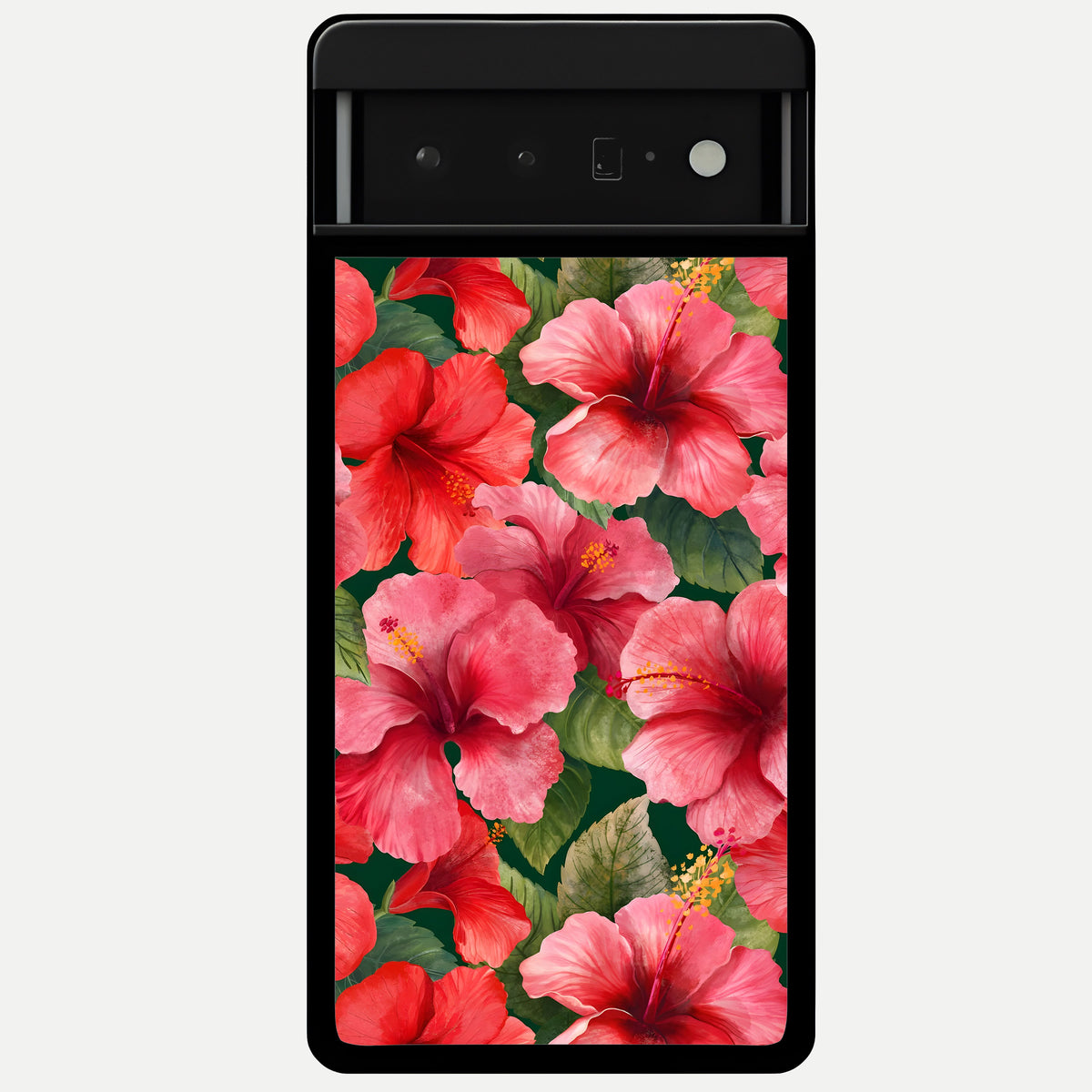  Hibiscus Pattern Glass Case For Google Pixel 6 Pro back cover – full design glossy printed glass finish
