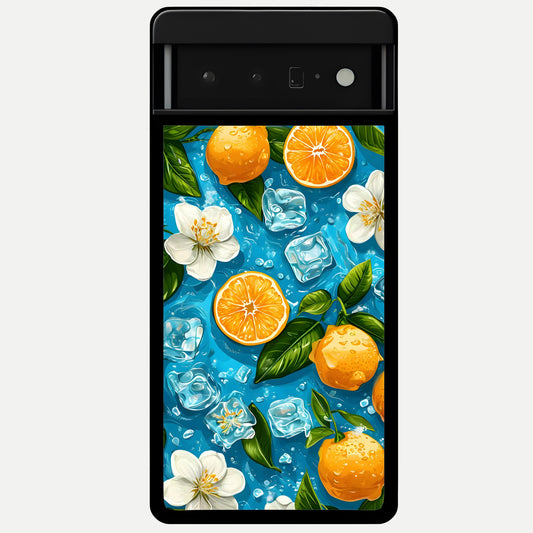  Ice Cube With Orange Glass Case For Google Pixel 6 Pro back cover – full design glossy printed glass finish