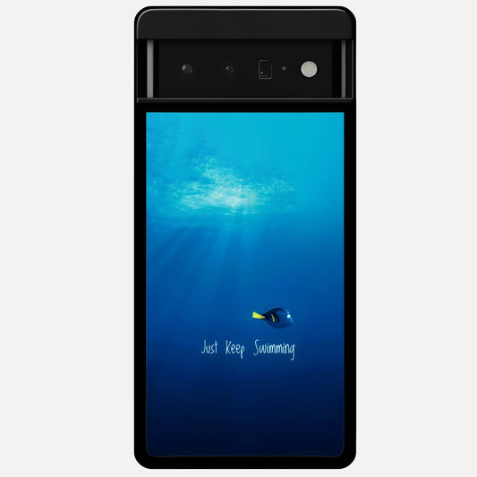  Just Keep Swimming Glass Case For Google Pixel 6 Pro back cover – full design glossy printed glass finish