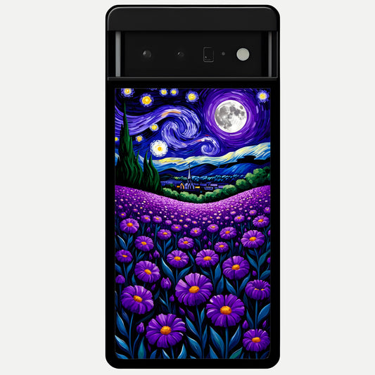  Lavender Moon Field Glass Case For Google Pixel 6 Pro back cover – full design glossy printed glass finish