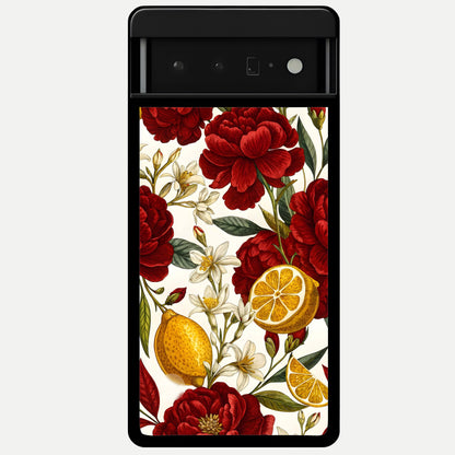  Lemon Rose Charm Glass Case For Google Pixel 6 Pro back cover – full design glossy printed glass finish