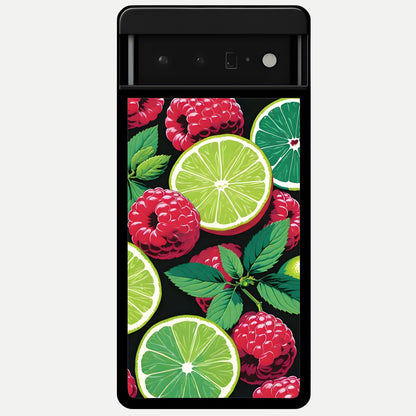  Lime and Raspberry Pattern Glass Case For Google Pixel 6 Pro back cover – full design glossy printed glass finish