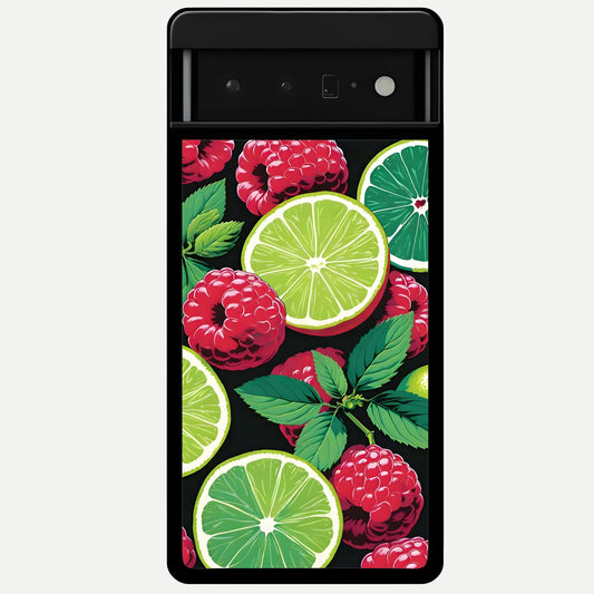  Lime and Raspberry Pattern Glass Case For Google Pixel 6 Pro back cover – full design glossy printed glass finish