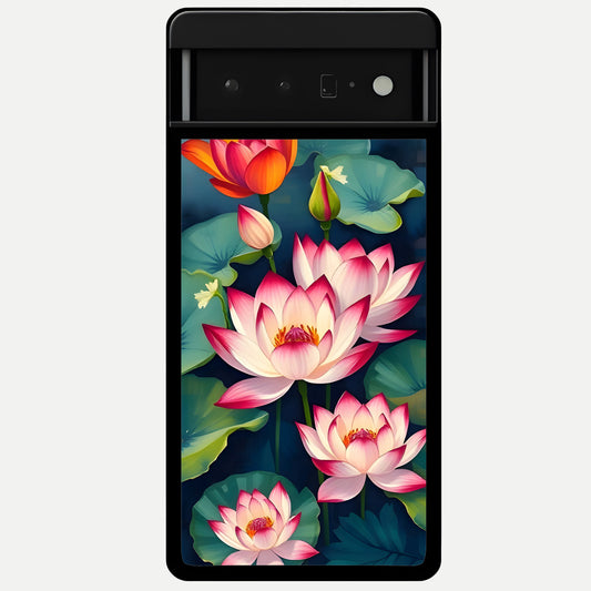  Lotus Dream Serenity Glass Case For Google Pixel 6 Pro back cover – full design glossy printed glass finish