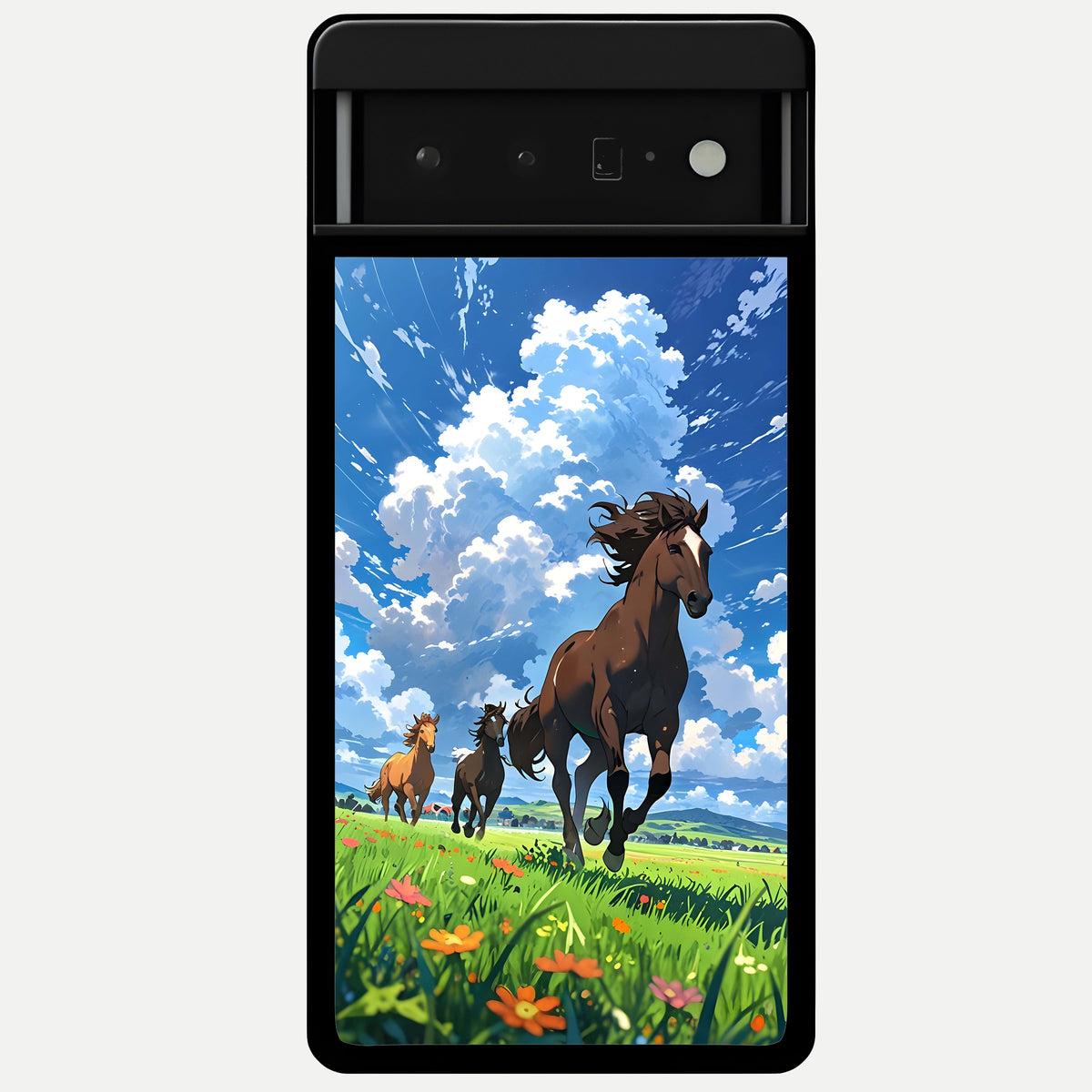 Majestic Horses Galloping Glass Case For Google Pixel 6 Pro back cover – full design glossy printed glass finish