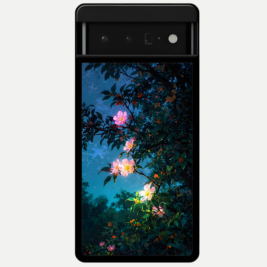  Midnight Bloom Glow Glass Case For Google Pixel 6 Pro back cover – full design glossy printed glass finish
